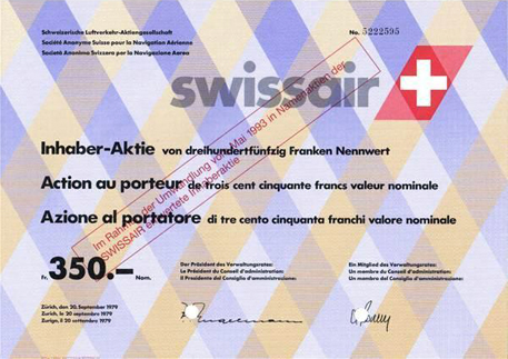 Swissair Inhaberaktie